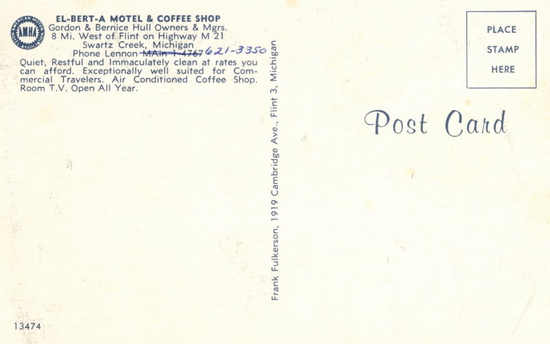 El-Bert-A Motel & Coffee Shop - Old Postcard